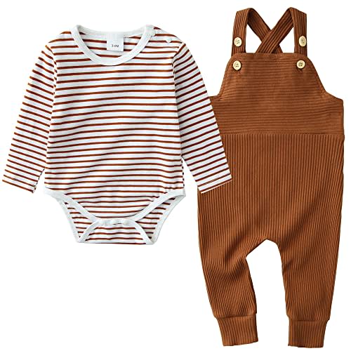 YUEMION Baby Boy Clothes Newborn Infant Boy Outfits 2Pcs Stripe Top Romper Pants Set 0-24 Months Overalls Toddler Boy Clothes