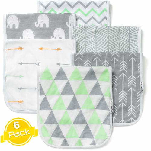 Baby Burp Cloths Set (6 pack), Super Soft Cotton, Large 21"x10", Thick, Soft and Absorbent Towels, Burping Rags for Newborns, Baby Shower Gift for Boys and Girls by BaeBae Goods