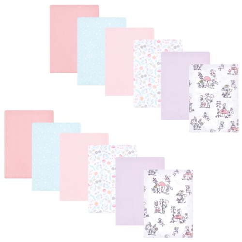 Hudson Baby Infant Girl Flannel Burp Cloth 12pk, Garden Fairies, One Size
