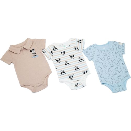 Magic Threadz Disney Clothes Baby Boys 3-Pack Bodysuits – Mickey Mouse & Winnie the Pooh Outfits Set with Short Sleeves, Soft Fabric & Snap Closures (0M–9M)