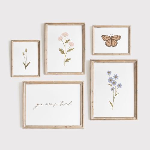 Vintage Wildflower Nursery Wall Art, Printable Floral Nursery Decor, Vintage Floral Gallery Wall Prints, DIGITAL DOWNLOAD