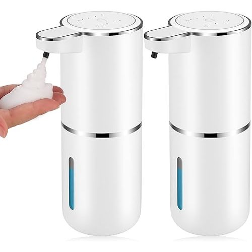 2 Pack Automatic Soap Dispensers,13.4oz/380ml USB Touchless Automatic Foaming Soap Dispenser,Rechargeabled Wall Mounted Smart Soap Dispenser for Bathroom Kitchen Dish Soap