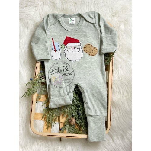Christmas Romper, Santa Cookies Milk outfit, Baby Boy Christmas outfit, baby outfit, Santa Boy Romper, Gender Neutral Christmas Romper