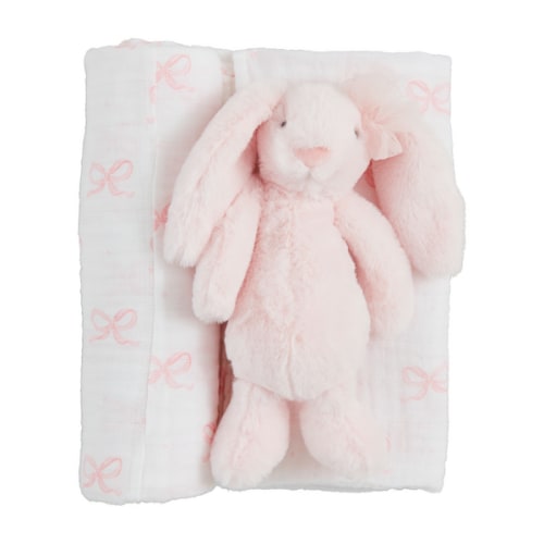 Bow Swaddle And Rattle Set | Mud Pie