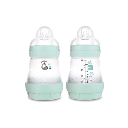 MAM Easy Start Matte Anti-Colic Baby Bottles, 5oz (2 Count), Slow Flow Nipples, Baby Boy - 2 Count (Pack of 1) - Boy 'Matte'