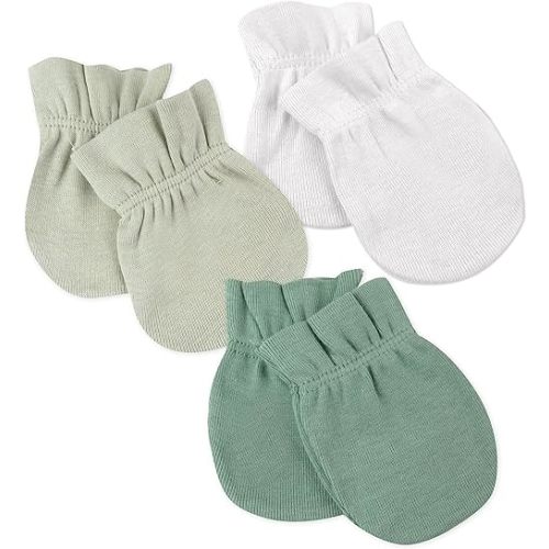 HonestBaby Multipack Baby Cap Hats and Mitts Sets No Scratch Mittens 100% Organic Cotton for Newborn Boys, Girls, Unisex