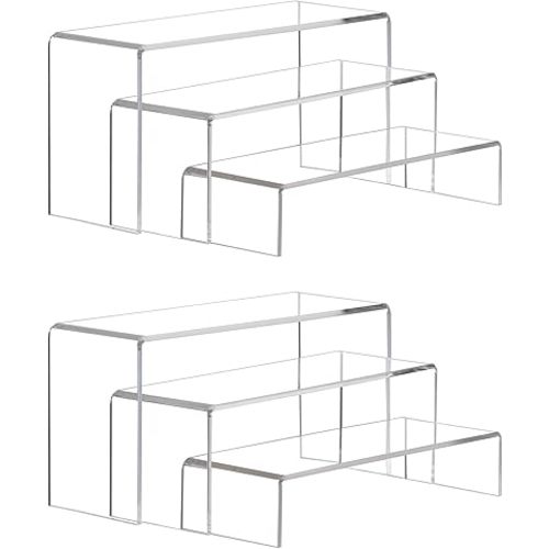 ihomecooker 6 Pc Clear Acrylic Display Risers Showcase for Shoe Risers Retail Stand Cupcake Stand Dessert Stand