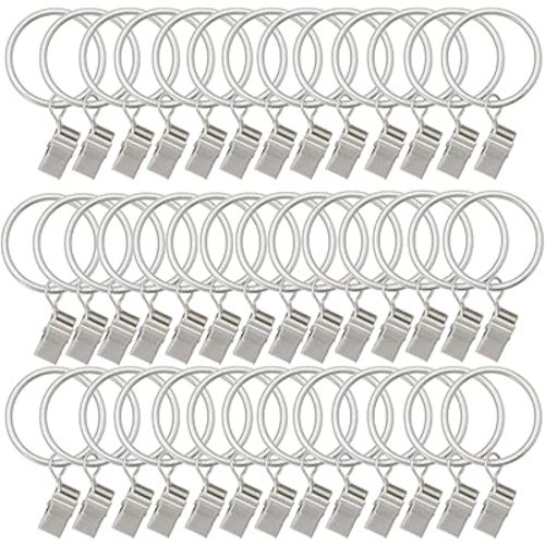 40 Pack Metal Curtain Rings with Clips