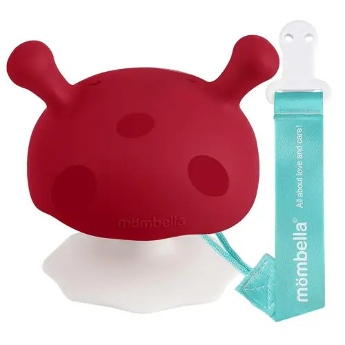 Baby Teething Toys for 3-12 Months+,Silicone Mombella Baby Teether with Suction Base,Soft & Easy to Grasp for Teething Relief,Safe & Comfortable Teether Toys for Sucking Needs,BPA Free,0011 (Red-1)