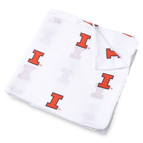 Illinois Fighting Illini Three Little Anchors Infant 47'' x 47'' Muslin Swaddle Blanket - White