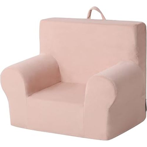 Getifun Toddler Sofa Couch, Comfy Velvet Toddler Foam Sofa Chair, Soft Baby Foldable Armchair for Boys and Girls (Pink)