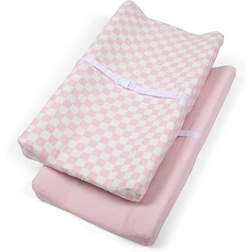 Bolton Baby Co. Muslin Changing Pad Cover (2-Pack): Ultra Soft Changing Table Sheets for Baby Boys & Girls, Perfect Fit for Standard Diaper Changing Table Pad (Bubblegum)