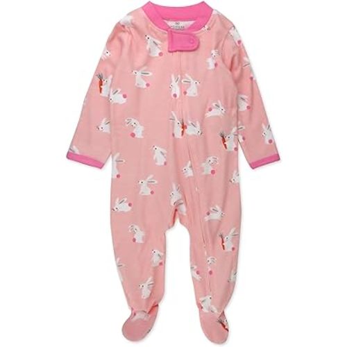 HonestBaby Baby Girls' Sleep N' Play One-Piece Zip-Front Footed Pajamas