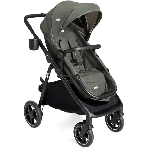Joie Ginger lx 4-in-1 One-Hand Pramette Stroller - Easy Convertible Pramette and Stroller with a One-Hand Pramette Conversion, for Newborns to Toddlers (Evergreen)