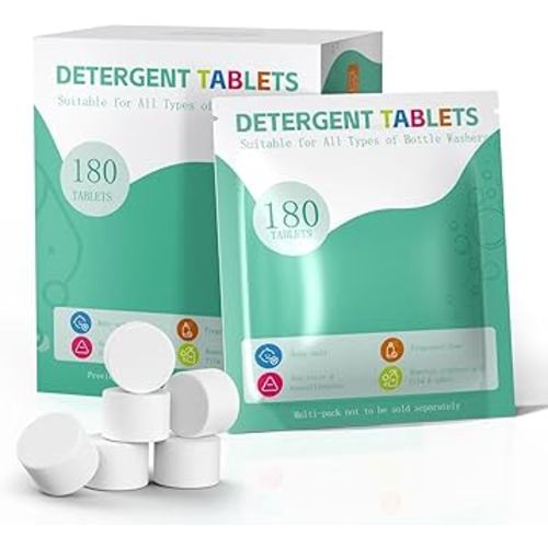 Baby Bottle Washer Detergent Tablets for Momcozy Pro, Baby Brezza, Bottle Cleaner Washers Sterilizers & Dryers, Baby-Safe Natural Formula, Professional Cleaning Power for Bottles & Nipples, 180PCS