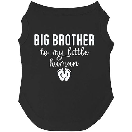 Big Brother to My Little Human Dog Tee Shirt Sizes for Puppies, Toys, and Large Breeds (Black, Small 167)