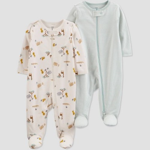 Baby Girls' 2pk Safari Sleep N' Play - Just One You® made by carter's Off-White/Beige