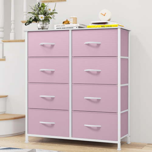 Uforic 8-Drawer Fabric Dresser, Storage Chest for Bedroom & Living Room, Pink, for Kids & Adults