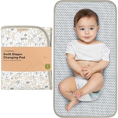 KeaBabies Portable Diaper Changing Pad, Easy Wipe Clean - Foldable Waterproof Baby Changing Mat for Diaper Bag, Compact, Lightweight, 25x13 Baby Changer Travel Essential, Machine Washable (Prairie)