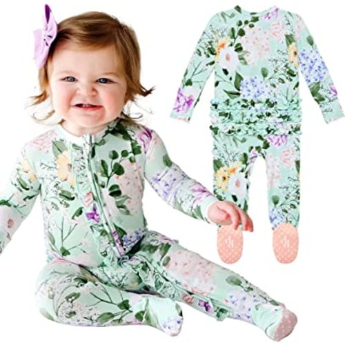 Posh Peanut Baby Girl Pajamas Clothes, Soft Päpook Bamboo Sleepers, Newborn Infant & Toddler Footed Pjs, Zipper Kids Outfits