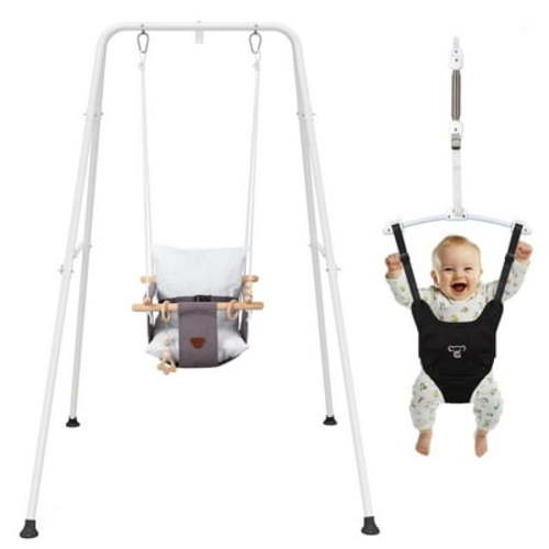 2 in 1 Baby Jumper, Toddler Swing and Bouncer, Indoor Outdoor Baby Swings for Infants, White