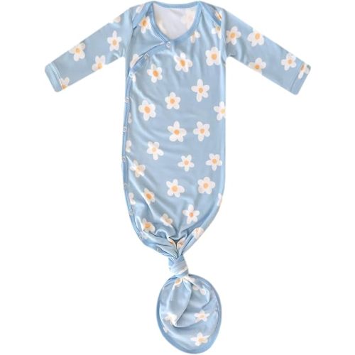Copper Pearl Baby Gown - Knotted Newborn Sleepers for Baby Boy and Girl, Soft Stretchy Long Sleeve Infant Gowns with Bottom Tie and Hand Mittens, Perfect Hospital Coming Home Outfit (Della)