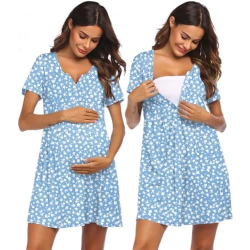 Ekouaer Labor and Delivery Gown Maternity Nursing Nightgown Breastfeeding
