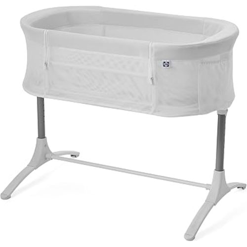 SEALY BABY Airy Dreams Breathable Bassinet & Bedside Sleeper Bed, 2 in 1 Baby Crib, Safe & Comfortable for Newborn Room Sharing, 9 Height Adjustable Settings, Storage Pocket, Drop Down Panel
