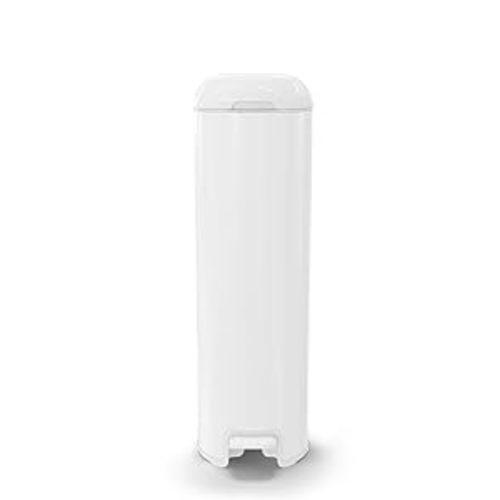 Diaper Genie Platinum Pail (Lilly White) is Made of Durable Stainless Steel and Includes 1 Easy Roll Refill with 18 Bags That can Last up to 5 Months.