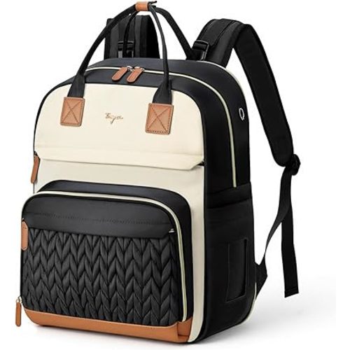 Diaper Bag Backpack - Extra Large Diaper Backpack for 2 Kids Twin, Travel Baby Bags for Mom Dad 25-37L Expandable with Changing Pad, Quilted Beige Black