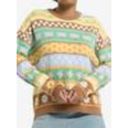 Thorn & Fable Ghost Bee & Sunflower Stripe Girls Sweater | Hot Topic