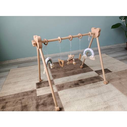 New Desing Natural Wood Play Baby Gym, Hamdmade Wooden Baby Activity Center, Baby Play Gym Toys, Newborn Natural Baby Gift,