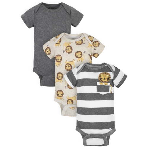Gerber Baby Boy Short Sleeve Onesies Bodysuits, 3-Pack (Preemie - 12M)