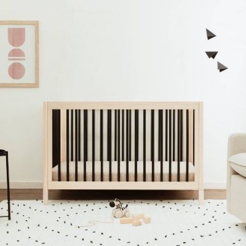 Babyletto Gelato 4-in-1 Convertible Crib with Toddler Rail - Washed Natural/Black
