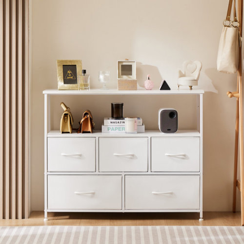 Trent Austin Design® Esma 5 - Drawer 39.4" W Dresser, Fabric Storage, Chest of Drawers for Bedroom With TV Stand & Reviews | Wayfair