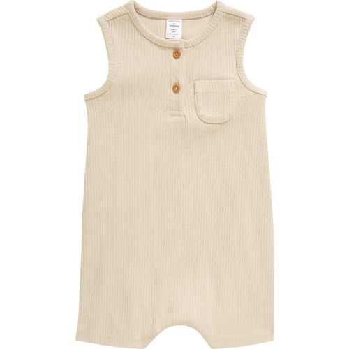 Baby Rib Romper, 6M, Beige Hummus