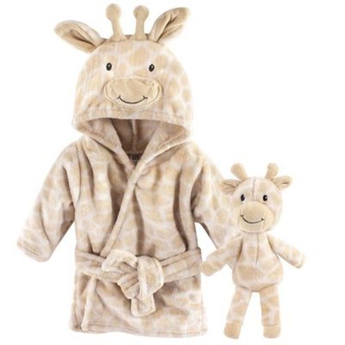 Hudson Baby Infant Unisex Plush Bathrobe And Toy Set, Giraffe, One Size