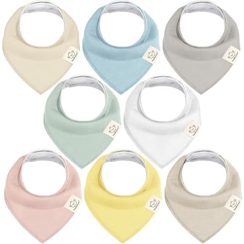 8-Pack Organic Baby Bandana Drool Bibs for Girls - Super Absorbent Baby Bibs for Baby Girls, Baby Boys, Soft Cotton Bandana Bibs, Baby Drool Bib, Teething Bibs for Infant, Toddler, Bib Girl (Dawn)