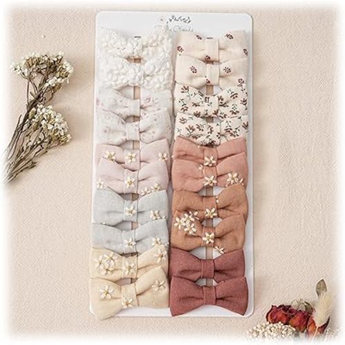 Fancy Clouds Baby Hair Clips with Bows for Girls,20pc Handmade Fully Lined Hair Barrettes,Hair Accessories for All Age Girls Toddlers Infants kids Gifts
