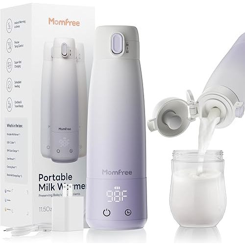 Baby Milk Warmer for Breast Formula: Cordless Portable Heating Bottle with Smart Touch LED Temperature Control | Fast Warming & Long-Lasting Battery - 12 OZ Large Capacity