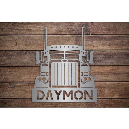 Peterbilt Front End Personalized Name Plaque - Man Cave - Garage Wall Art - Freightliner 18 Wheeler Truck - Father's Day Gift - Christmas