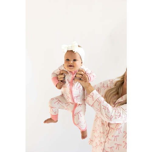 Infant Romper in Pink Bows