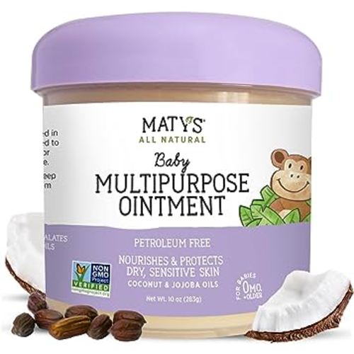 Matys Multipurpose Baby Ointment, All Over Gentle Skin Protection for Newborns & Up, Soothes Dry Irritated Skin, Diaper Rash, Cradle Cap, Drool Rash & More, Petroleum Free, Fragrance Free, 10 oz tub