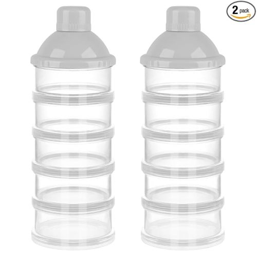 Accmor Formula Dispenser On The Go, 5 Compartments Stackable Formula Container for Travel, Baby Milk Powder Kids Snack Container, BPA Free