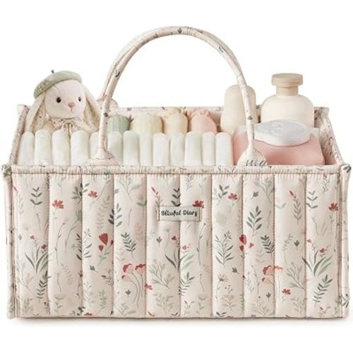Blissful Diary Diaper Caddy Organizer, Baby Basket, Wildflower Floral