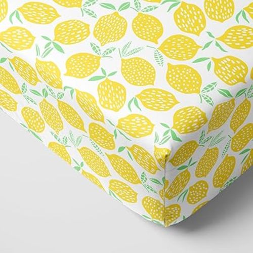 Little Sleepies Fitted Crib Sheet - Buttery Soft Viscose Derived from Bamboo Crib Sheets, Toddler Bed Sheet, Standard Crib Mattress Sheet, Super Stretchy, Fully Elasticized, Lemon