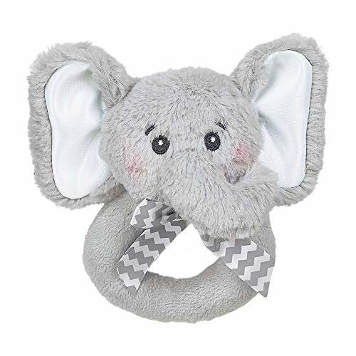 Bearington Baby Lil' Spout Elephant Plush Ring Rattle 5.5"