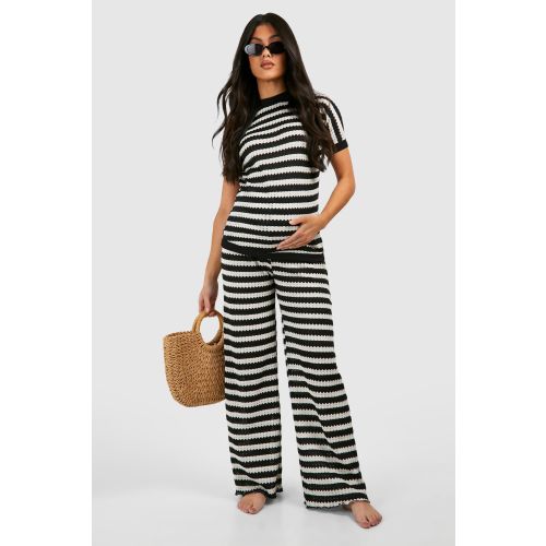 Maternity Stripe Crochet Beachwear Set