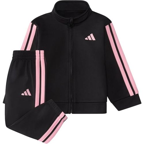adidas Baby Girl's Zip Front Classic Tricot Jacket and Joggers Set