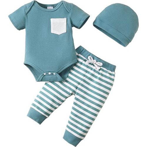 Renotemy Newborn Baby Boy Clothes Outfits Infant Boy Letter Print Romper Pants Clothing Set